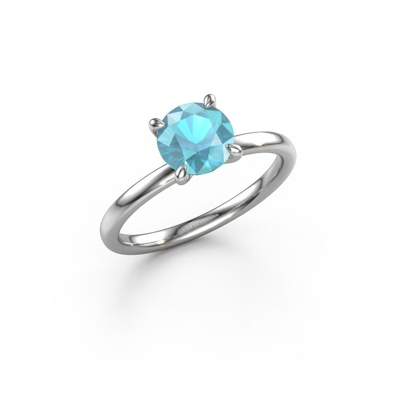 Verlobungsring Crystal RND 1 950 Platin Blau Topas 6.8 mm