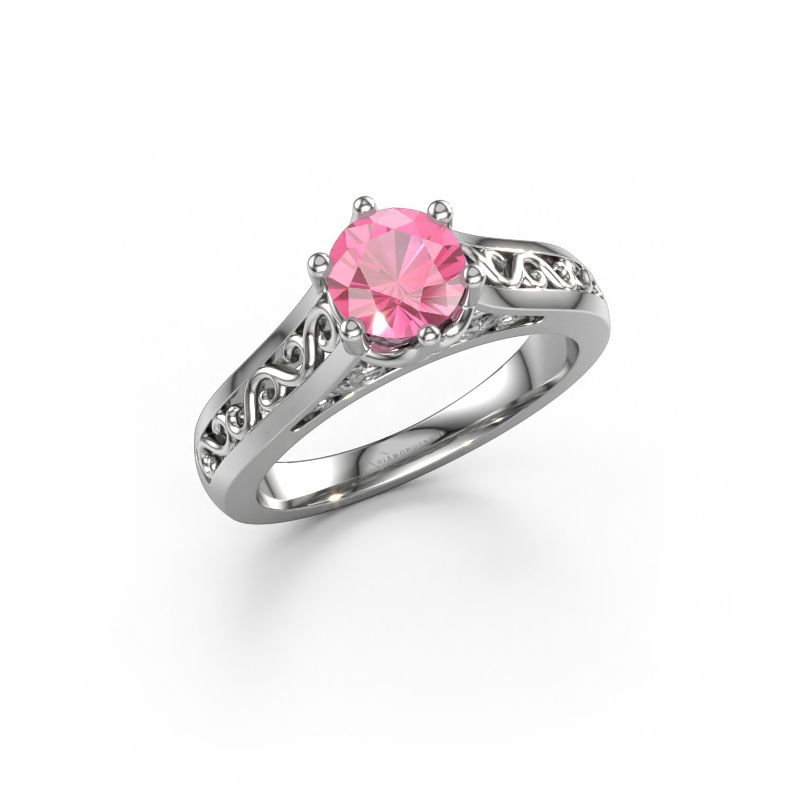 Engagement ring Shan 950 platinum pink sapphire 6 mm