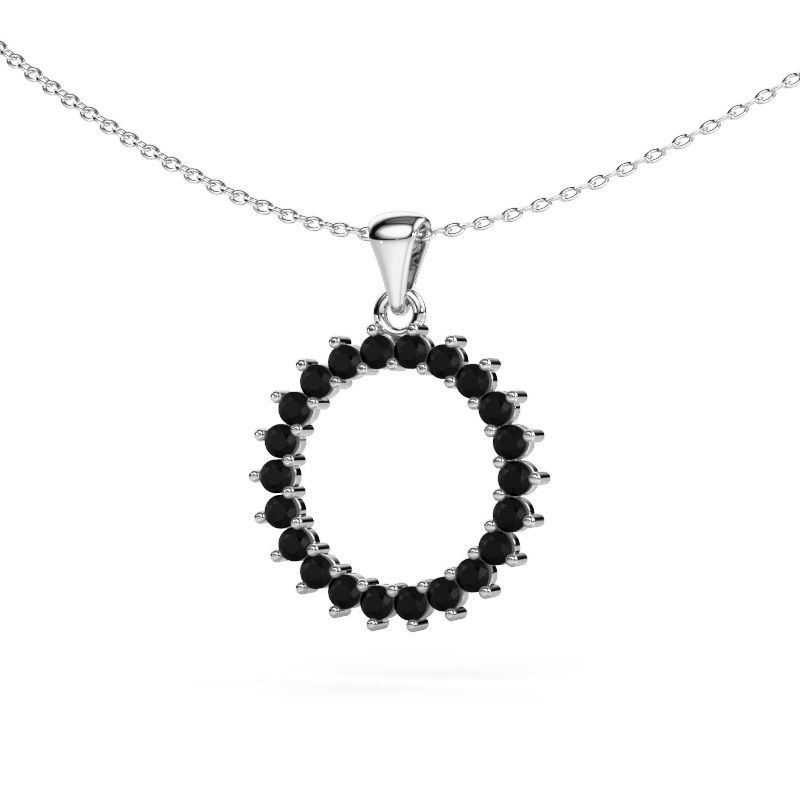 Pendant Round 3 585 white gold black diamond 0.792 crt
