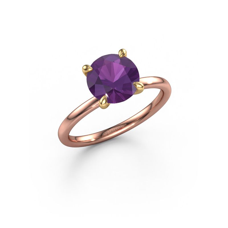 Engagement ring Crystal RND 1 585 rose gold amethyst 6.8 mm