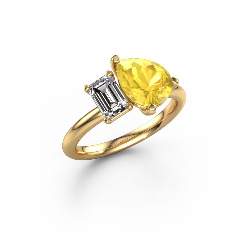 Engagement ring Toi et Moi PER-EME 585 gold yellow sapphire 9x7 mm