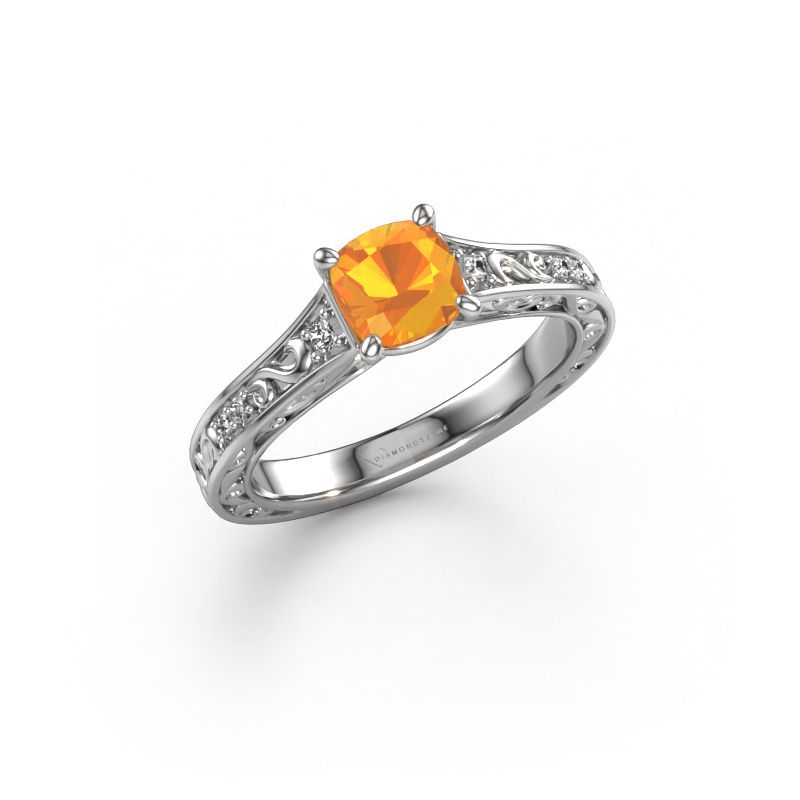 Verlobungsring Mallory CUS 585 Weißgold Citrin 5.5 mm