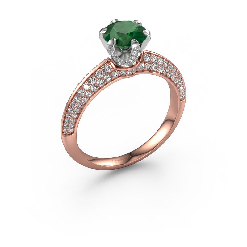 Verlobungsring Abby 585 Roségold Smaragd 6.5 mm