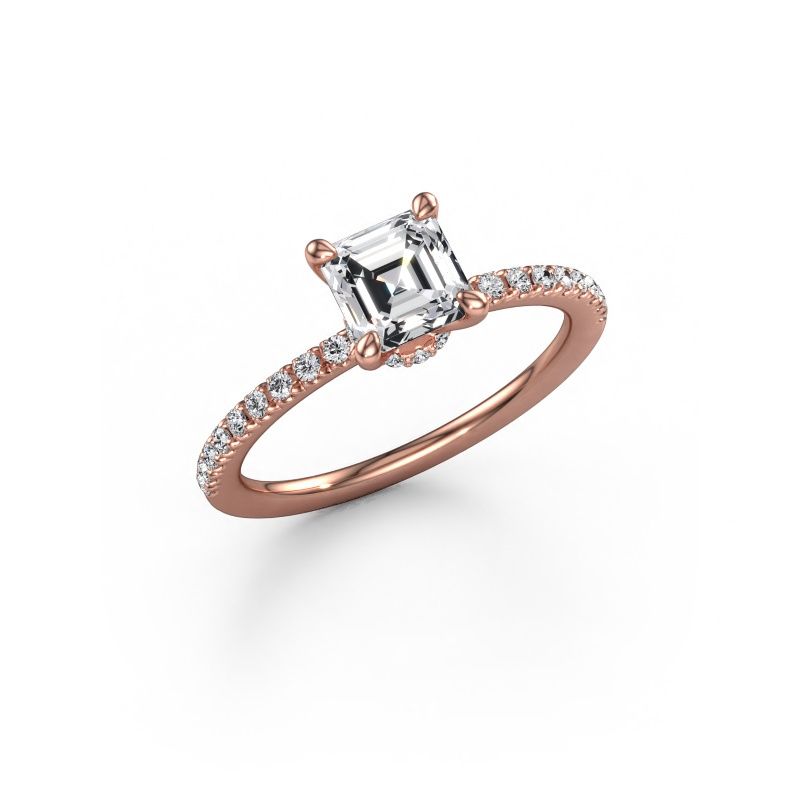 Bague de fiançailles Crystal ASSC 4 585 or rose diamant 1.25 crt