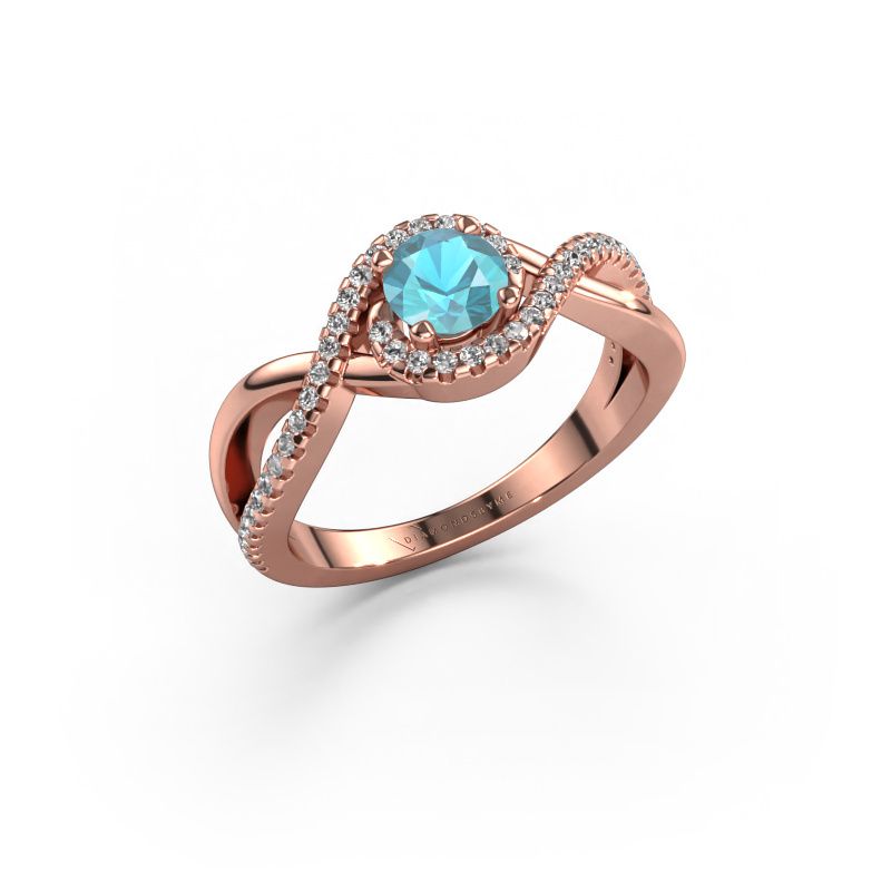 Verlobungsring Melody 585 Roségold Blau Topas 5 mm