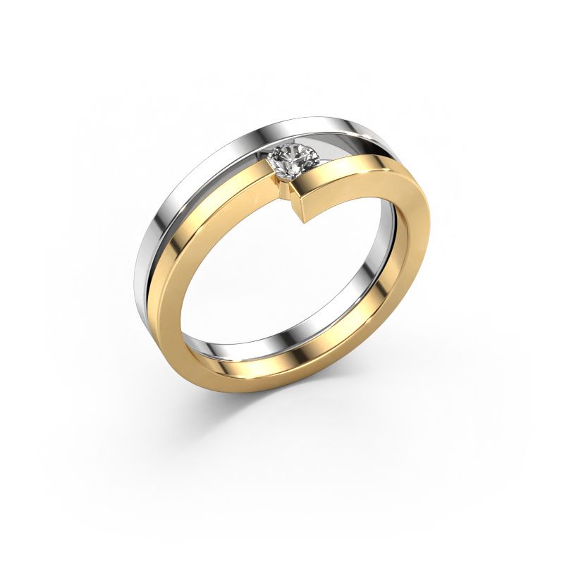 Bague Nikia 585 or blanc diamant synthétique 0.03 crt