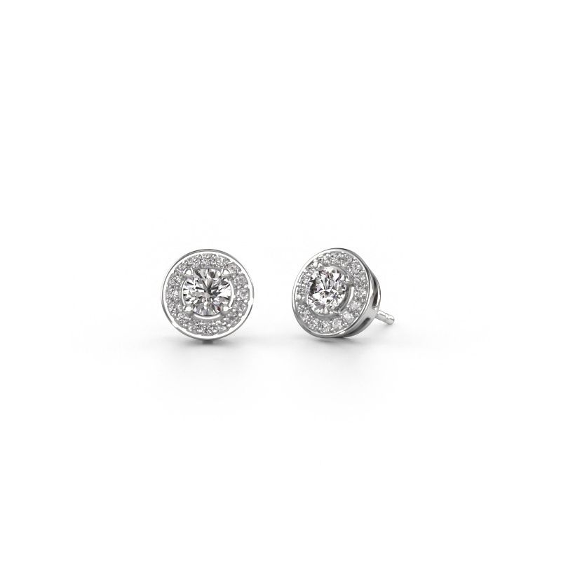 Clous d'oreilles Agaat 585 or blanc diamant synthétique 1.32 crt