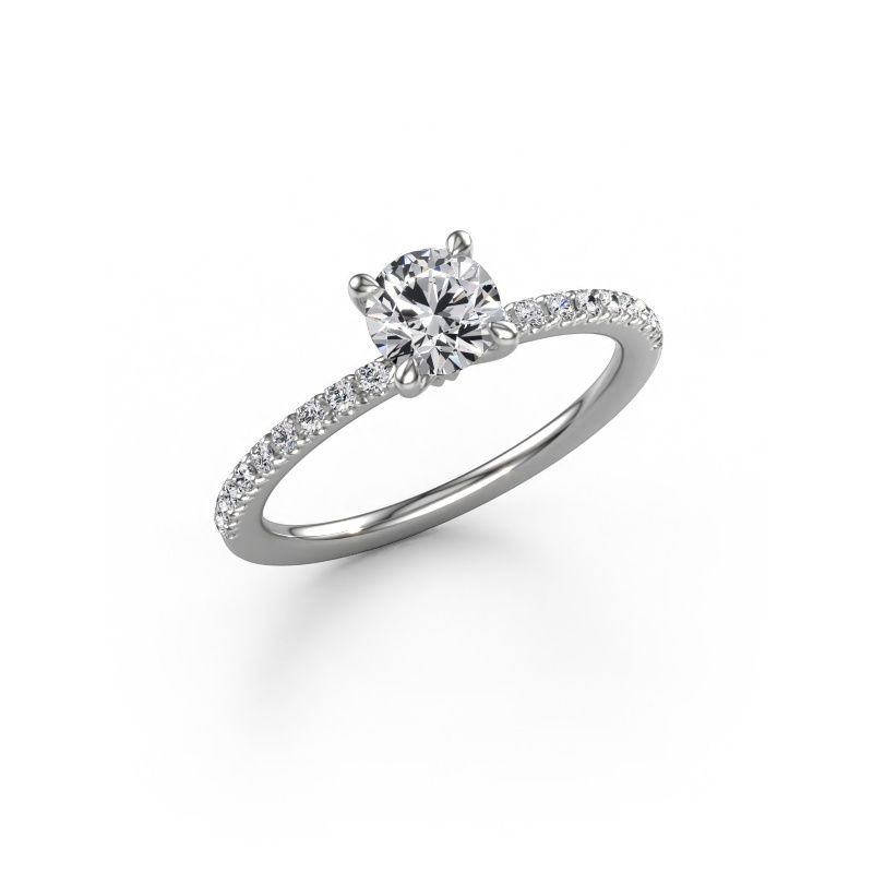 Bague de fiançailles Crystal RND 2 585 or blanc diamant synthétique 0.78 crt