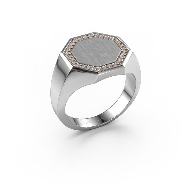 Bague pour homme Floris Octa 3 950 platine diamant brun 0.24 crt