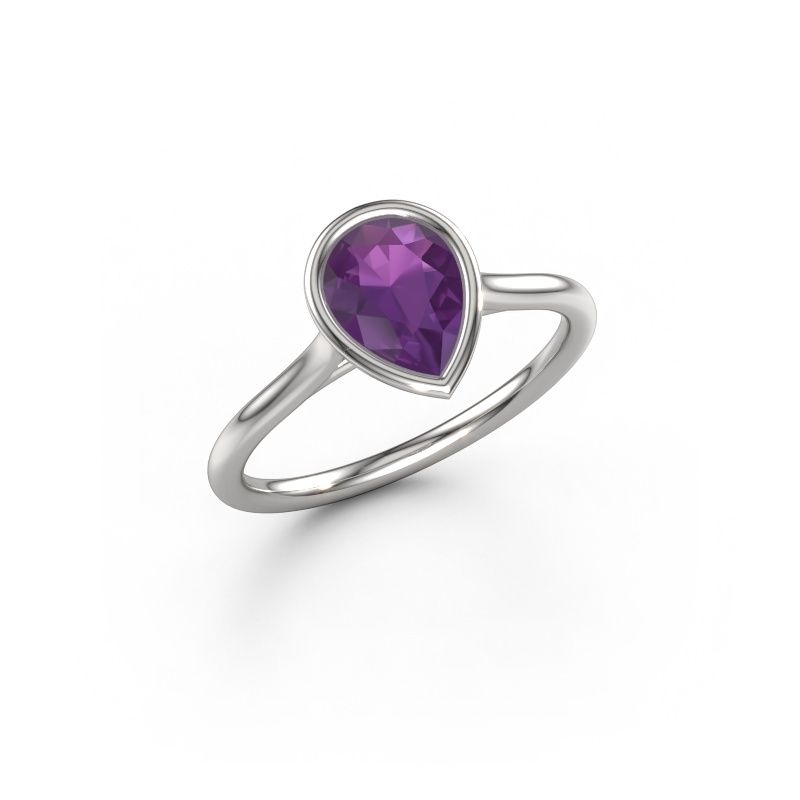 Verlobungsring Lavon Per 950 Platin Amethyst 8x6 mm