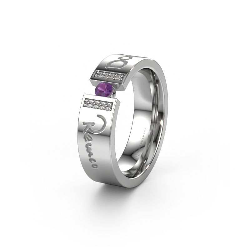 Wedding ring WH2094L16C 950 platinum ±6x2.2 mm amethyst