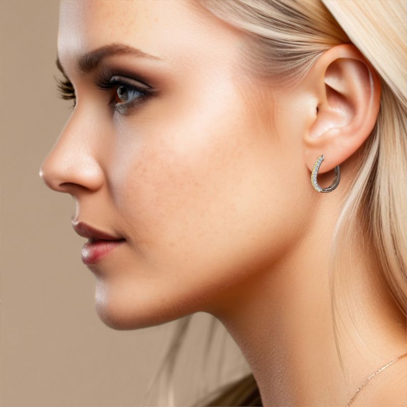 Image of Hoop earrings Danika 12.5 A 950 platinum yellow sapphire 1.7 mm