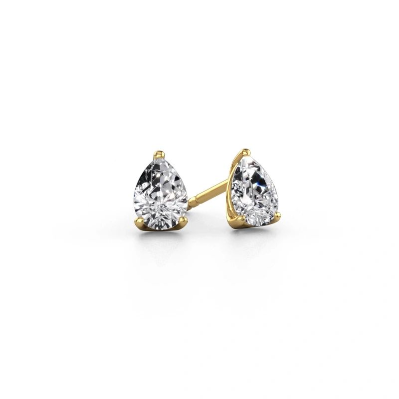 Clous d'oreilles Sam PER 585 or jaune zircone 7x5 mm