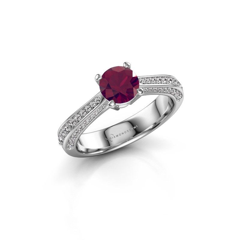 Image of Engagement ring Ruby rnd 585 white gold rhodolite 5.7 mm