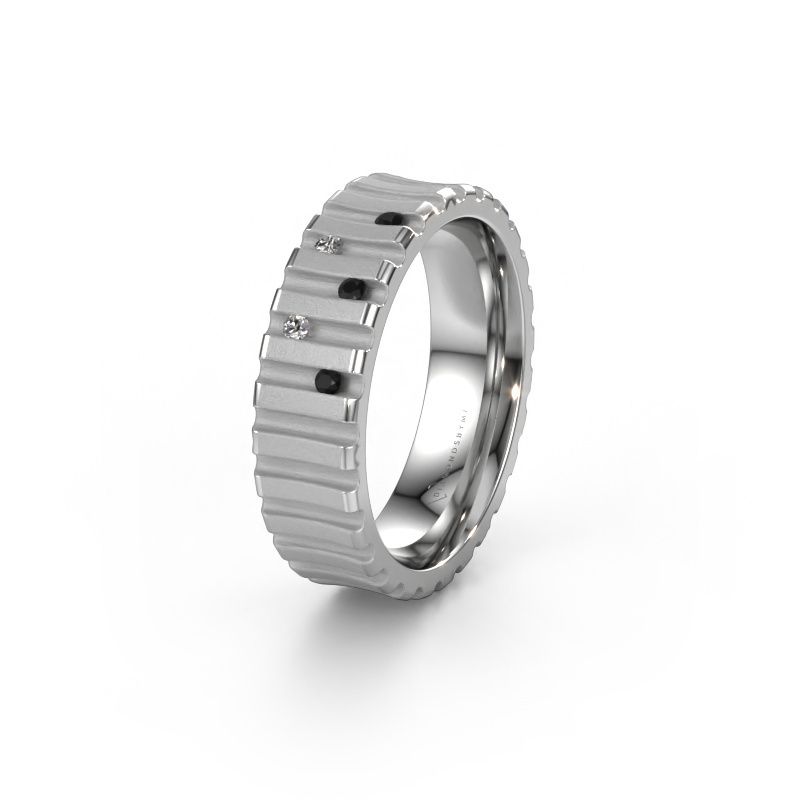 Trouwring WH0131L46BM 950 platina zwarte diamant ±6x2 mm