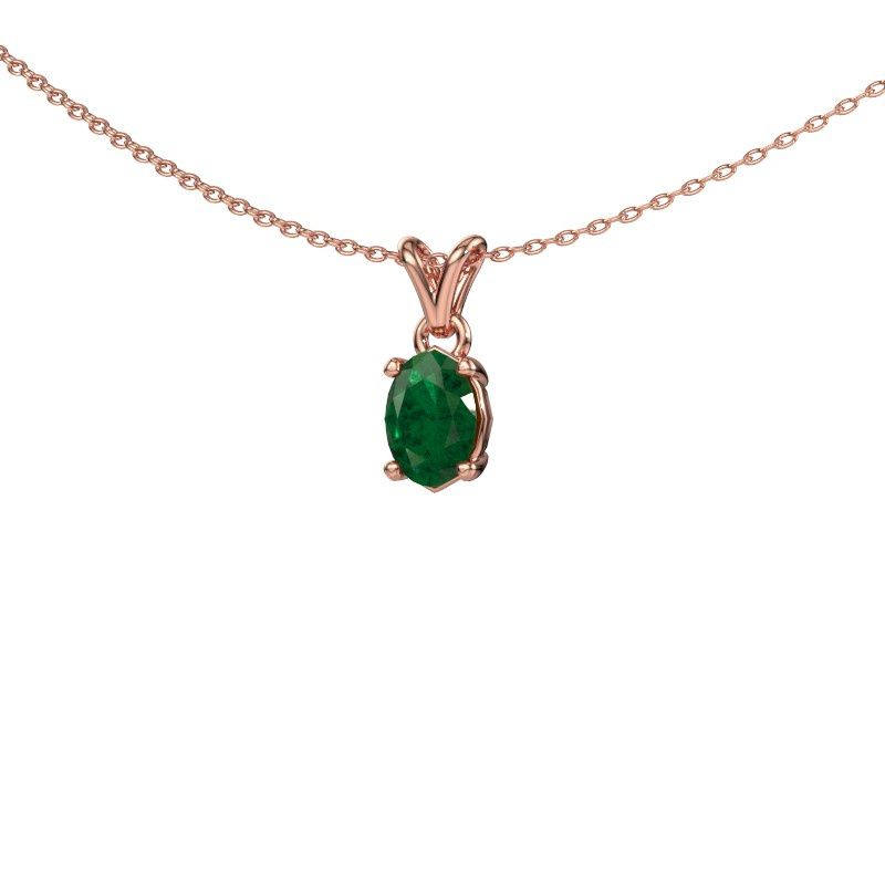 Pendant Lucy 1 585 rose gold emerald 7x5 mm