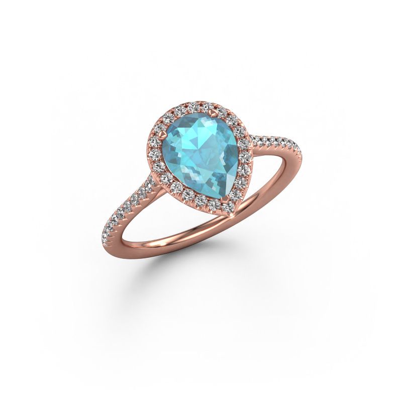 Verlovingsring Seline per 2 585 rosé goud blauw topaas 8x6 mm