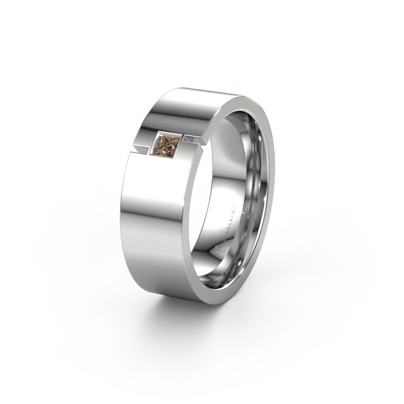 Wedding ring WH2042P 950 platinum brown diamond ±7x2.4 mm