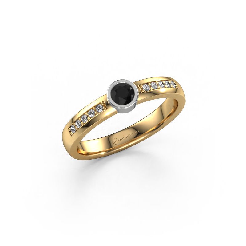 Bague Ise 2 585 or jaune diamant noir 0.50 crt