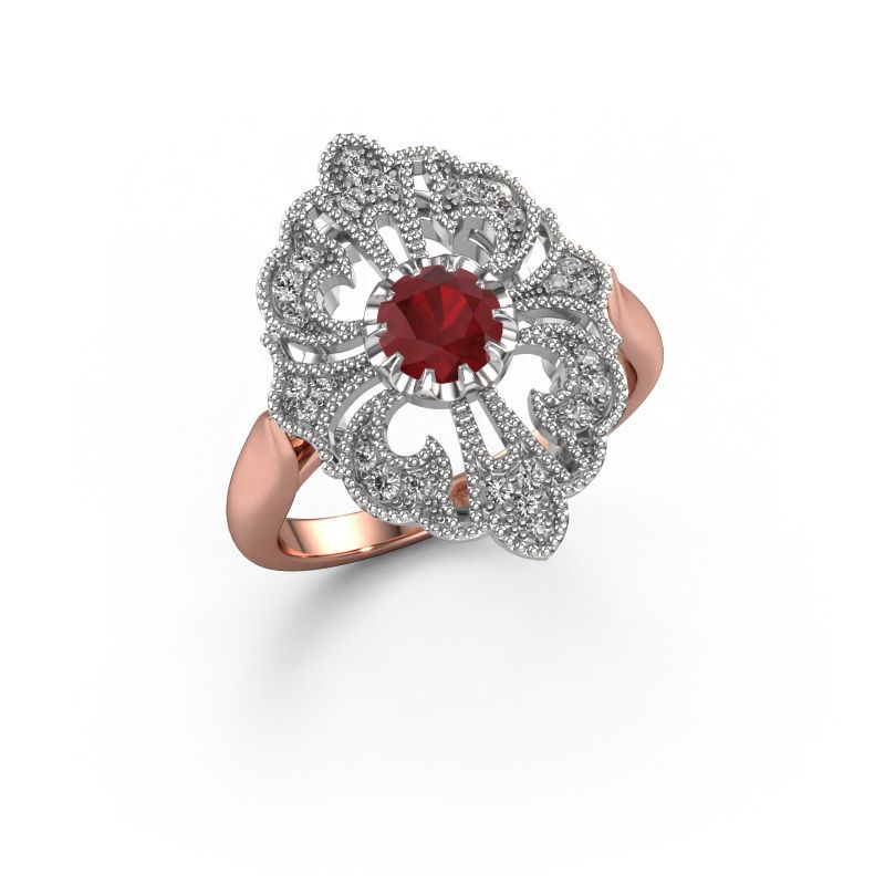 Engagement ring Naida 585 rose gold ruby 5 mm