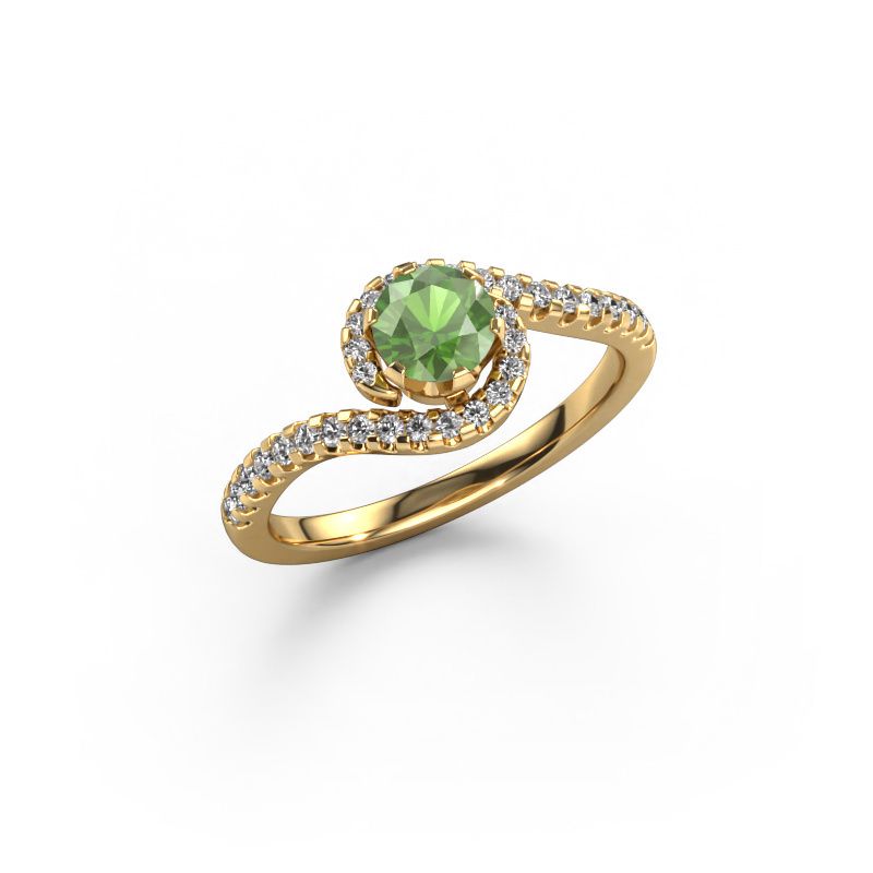 Bague de fiançailles Elli 585 or jaune vert tourmaline 5 mm