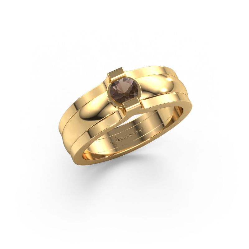 Ring Jade 585 gold smokey quartz 4 mm