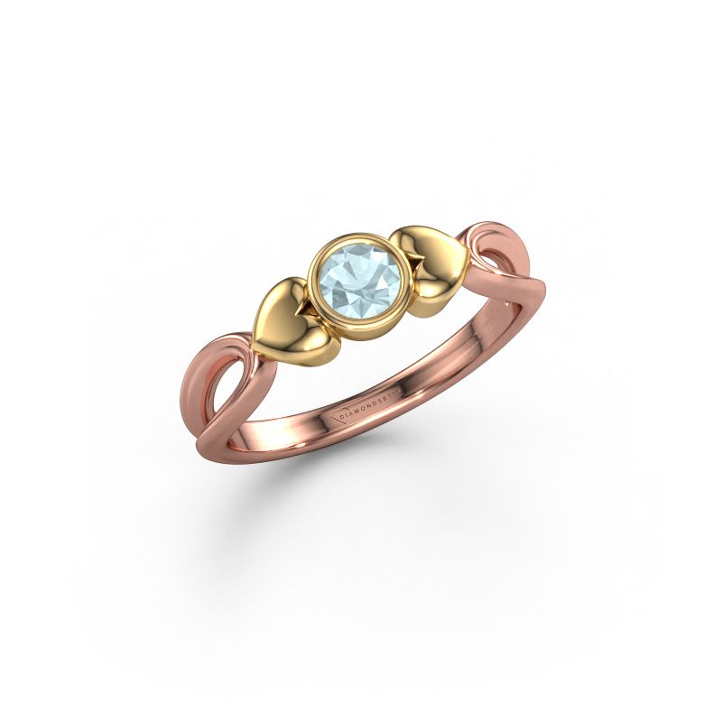 Bague Lorrine 585 or rose aigue-marine 4 mm