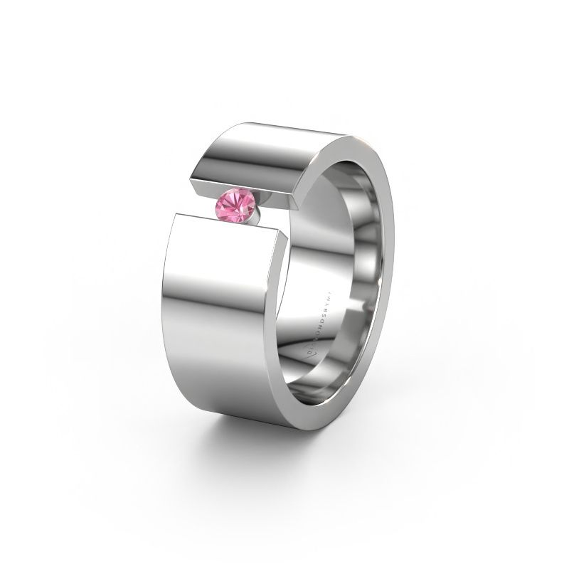 Wedding ring WH0146L18BP 585 white gold pink sapphire ±8x2 mm