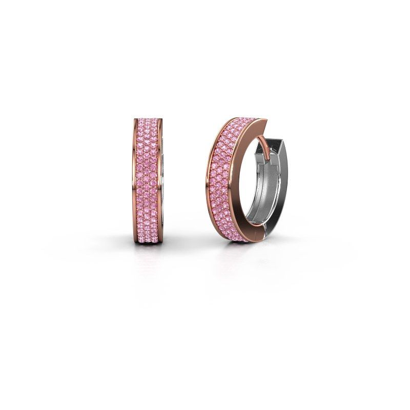 Image of Hoop earrings renee 6 12 mm<br/>585 rose gold<br/>Pink sapphire 1 mm