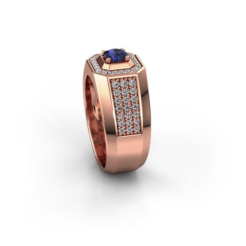 Image of Men's ring Pavan 375 rose gold sapphire 5 mm