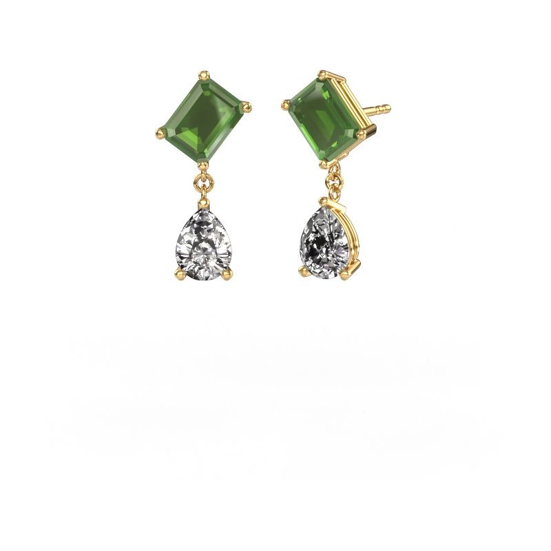 Ohrringe Toi et Moi EME PER 585 Gold Turmalin grün 8x6 mm