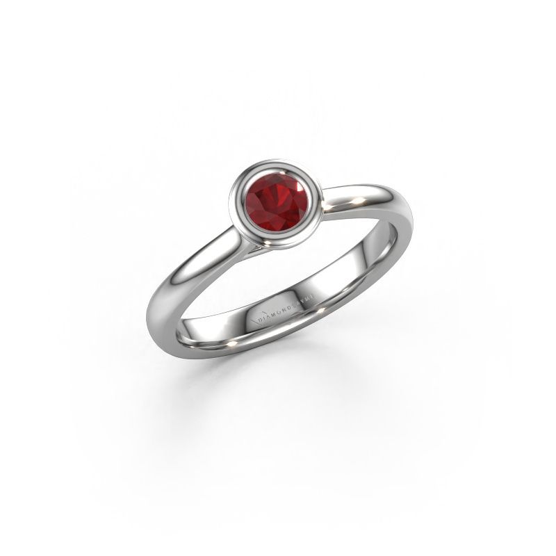 Verlovings ring Kaylee 950 platina robijn 4 mm