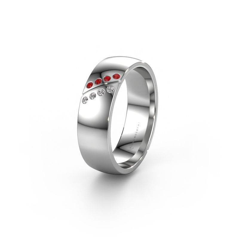 Trouwring WH1201L26AP8 950 platina robijn ±6x1.7 mm