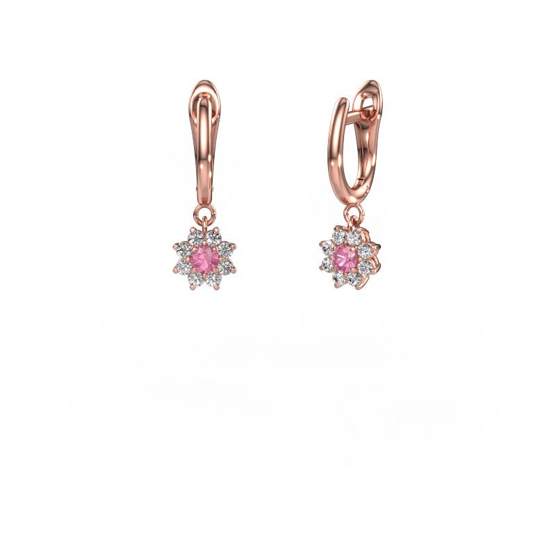 Pendants d'oreilles Camille 1 585 or rose saphir rose 3 mm