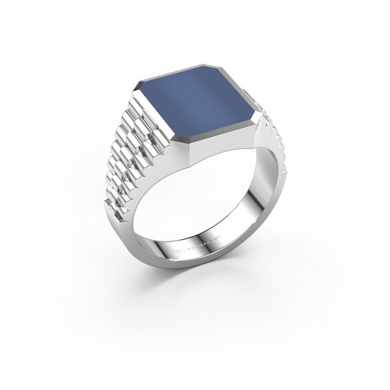 Signet ring Brent 2 585 white gold blue sardonyx 12x10 mm
