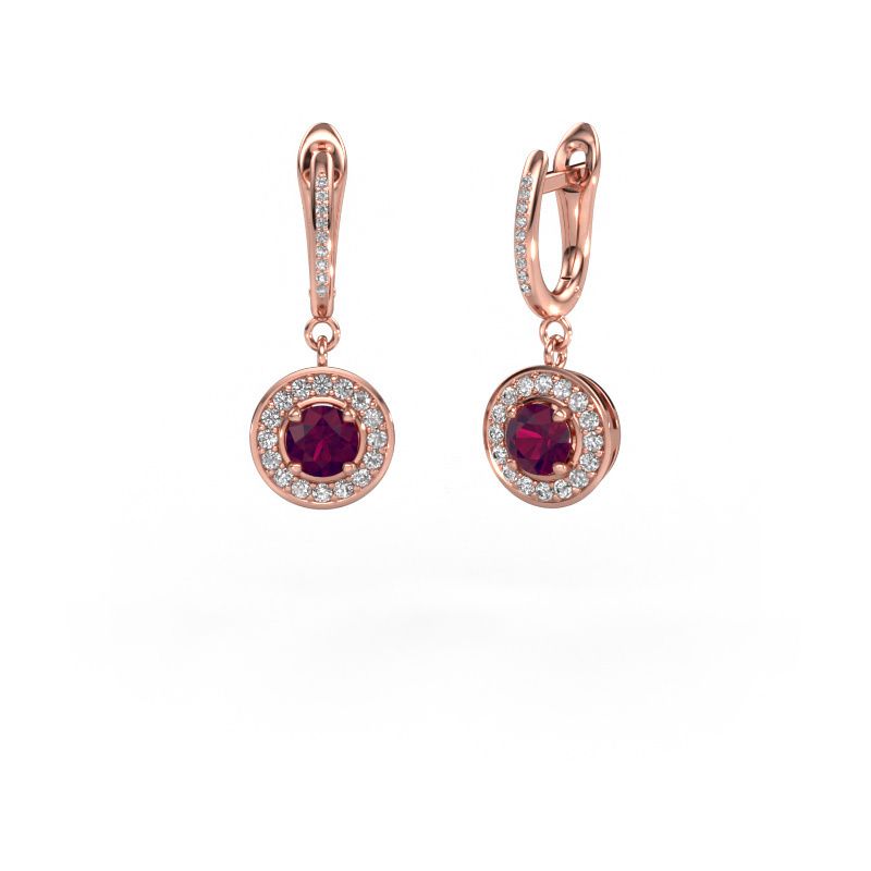 Oorhangers Ninette 2 585 rosé goud rhodoliet 5 mm