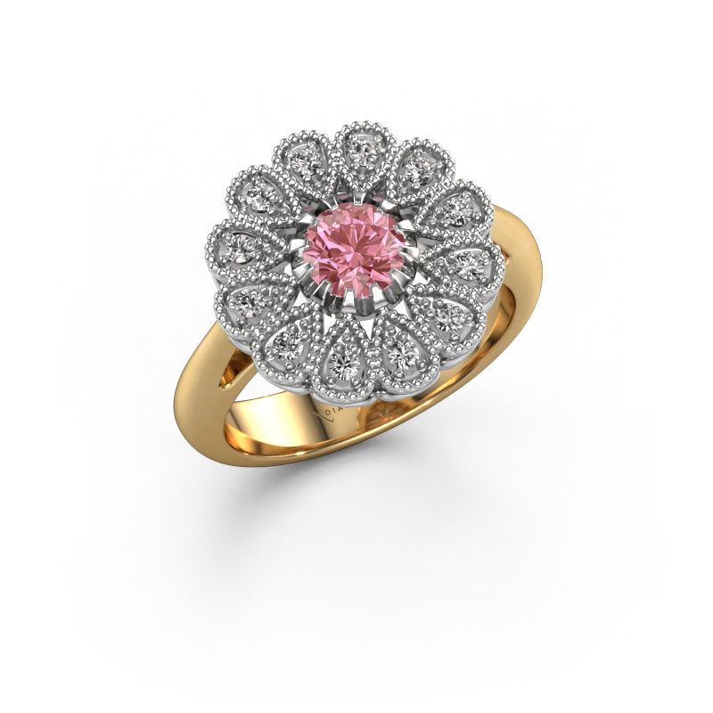 Engagement ring Kaat 585 gold pink lab grown diamond 5 mm