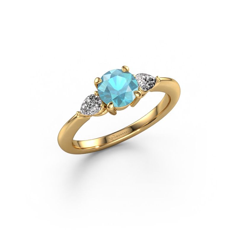 Engagement ring Chanou RND 585 gold blue topaz 6 mm