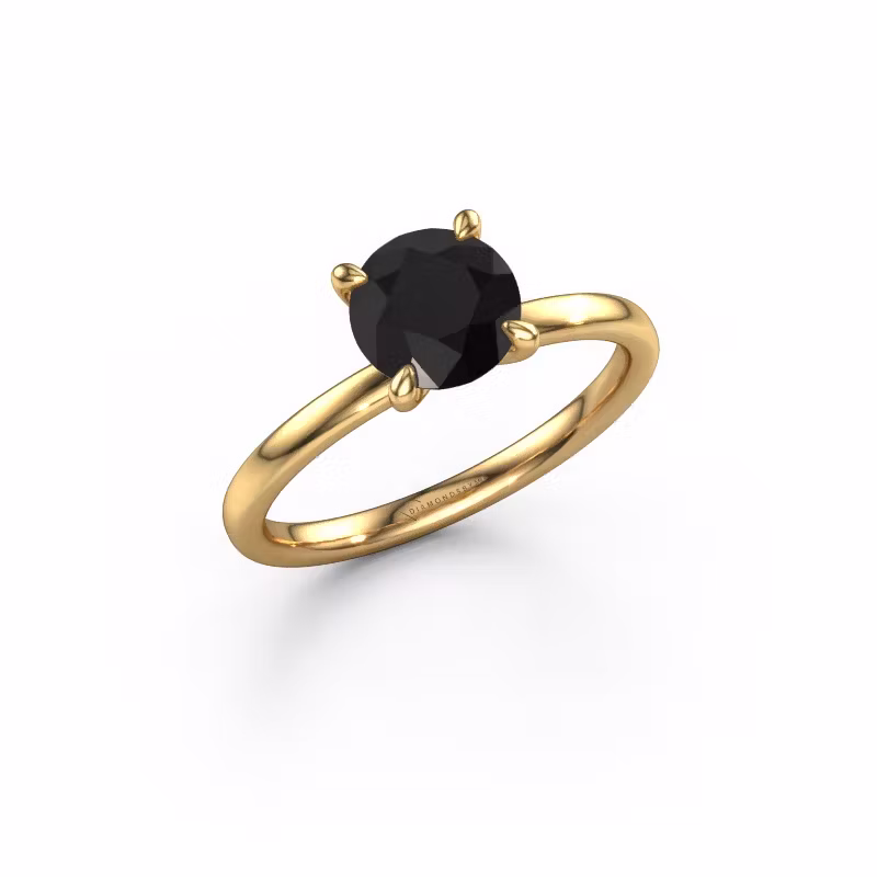 Engagement ring Crystal RND 1 585 gold black diamond 1.70 crt