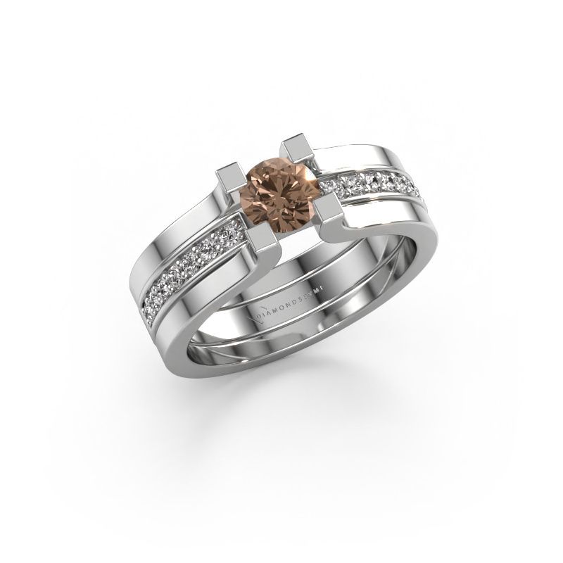 Verlobungsring Myrthe 950 Platin Braun Diamant 0.668 crt
