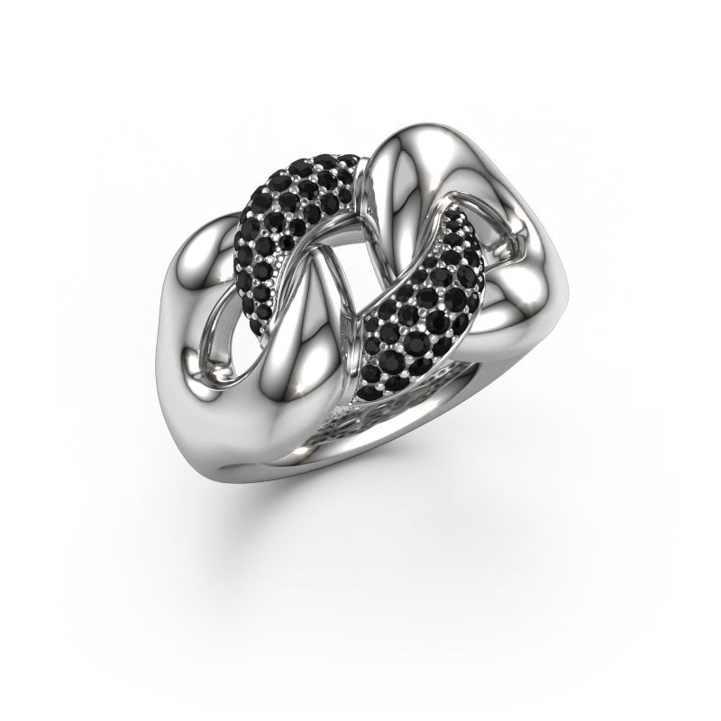Ring Kylie 2 13mm 950 platinum black diamond 0.52 crt