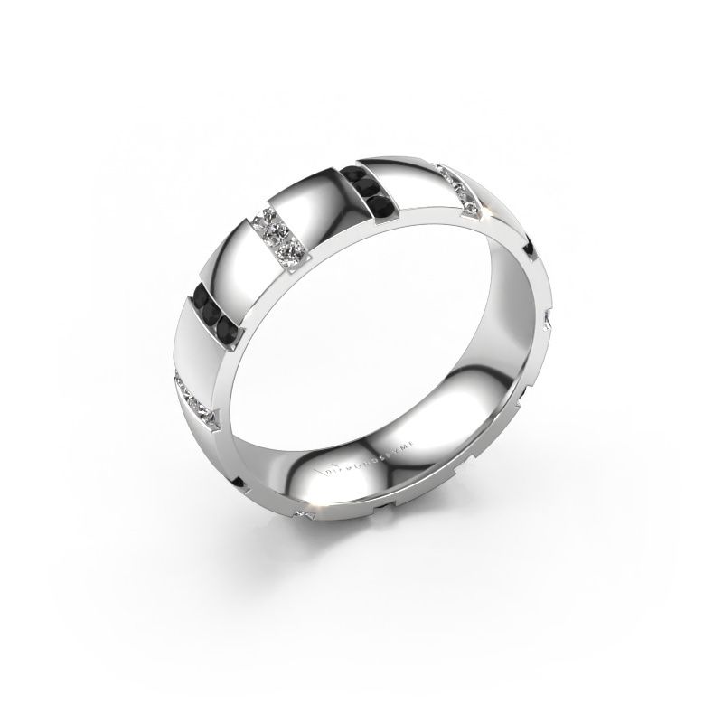 Huwelijksring Juul 950 platina zwarte diamant ±5x1.8 mm