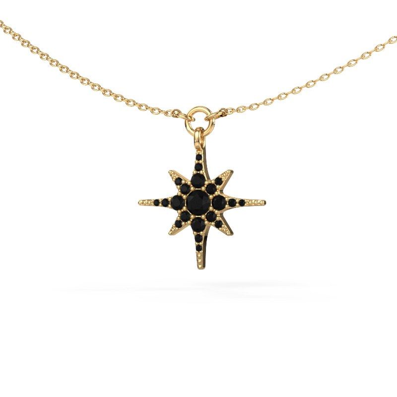 Necklace Star 585 gold black diamond 0.348 crt