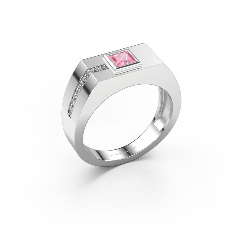 Heren ring Robertus 1 950 platina roze saffier 4 mm