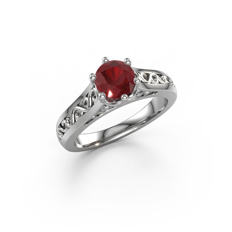Engagement ring Shan 950 platinum ruby 6 mm