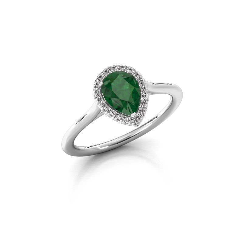 Image of Engagement ring seline per 1<br/>585 white gold<br/>Emerald 7x5 mm