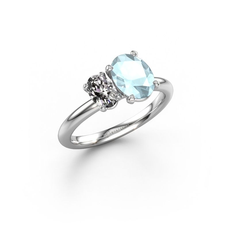 Verlobungsring Toi et Moi OVL-OVL 585 Weißgold Aquamarin 8x6 mm