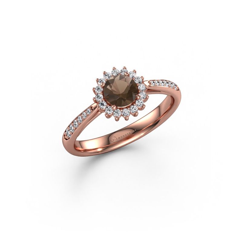 Verlovingsring Tilly RND 2 express 585 rosé goud rookkwarts 5 mm