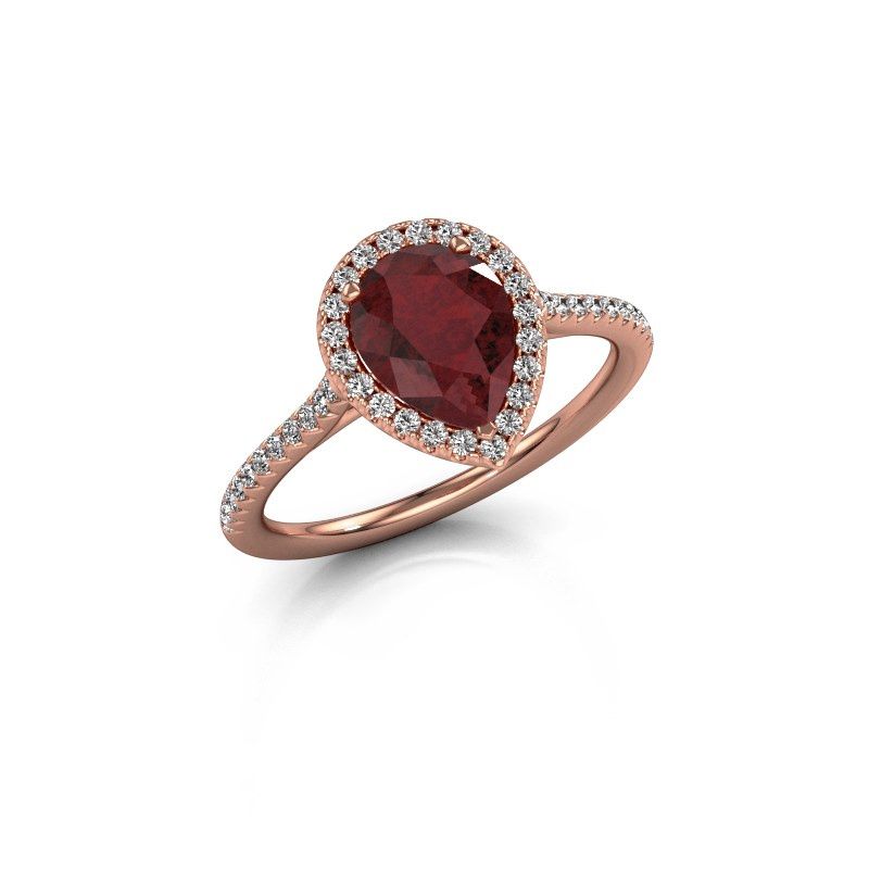 Image of Engagement ring seline per 2<br/>585 rose gold<br/>Ruby 8x6 mm