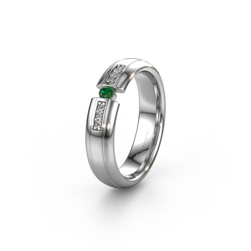 Wedding ring WH2128L26C 950 platinum emerald ±5x2 mm